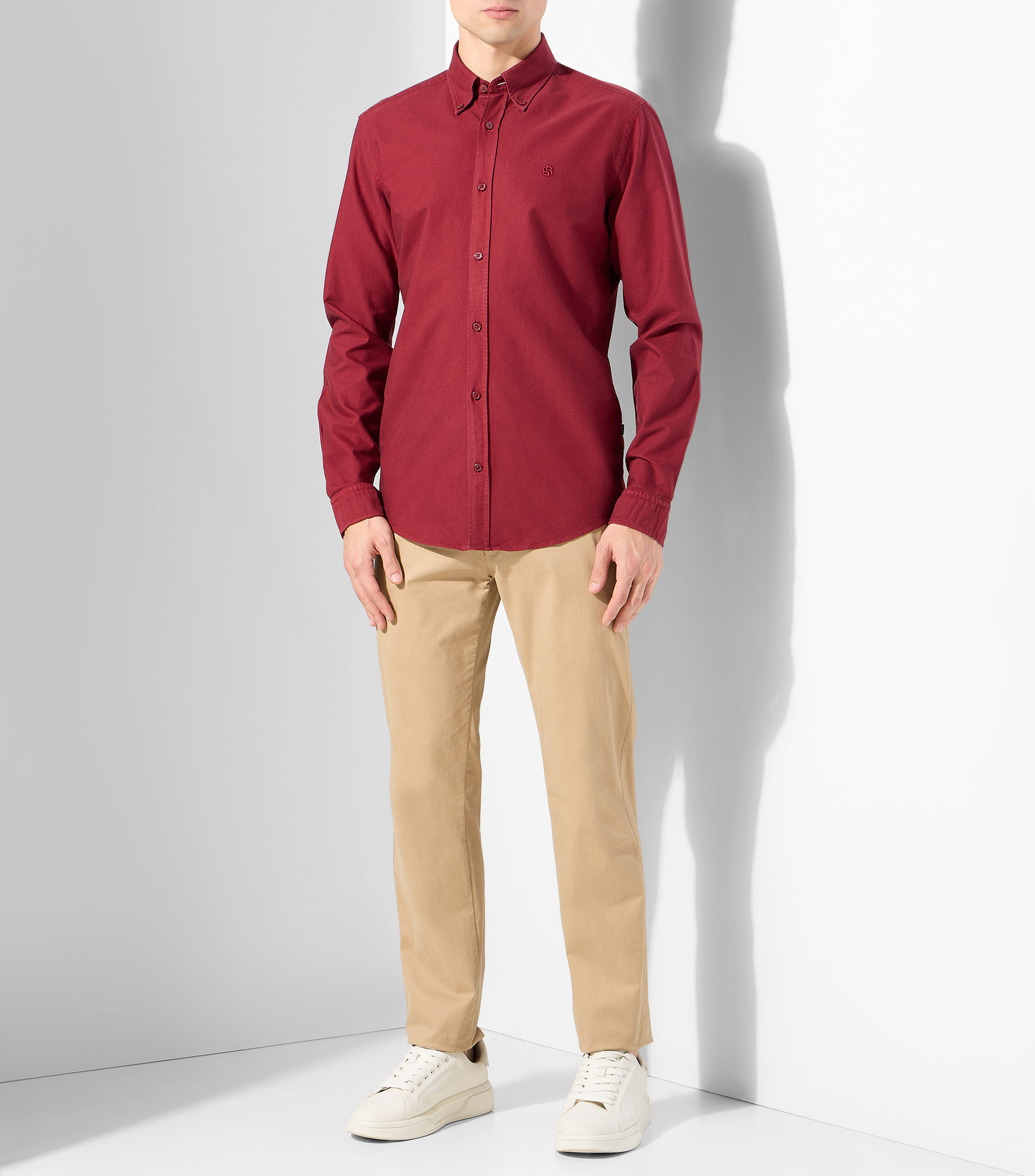 Camisa slim fit de algodón Oxford Hombre